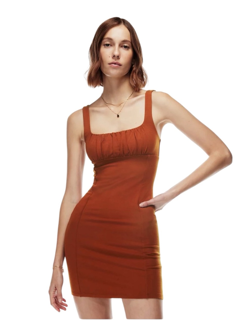 NWT Aritzia Wilfred Free Orbit Mini Dress in Rich Copper Size Small